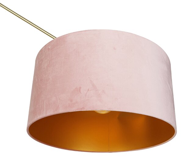 Lampada da terra moderna paralume in velluto oro rosa 50 cm - Editor