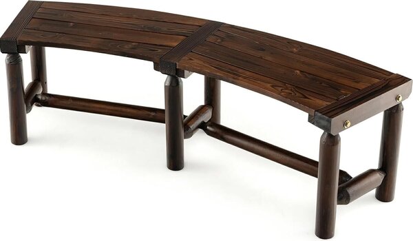 Panchina da giardino KOMFOTTEU a forma di arco, panca in legno resistente alle intemperie, panchina da parco senza schienale fino a 150 kg, panca in legno per terrazza o balcone (139 x 36 x 41 cm)