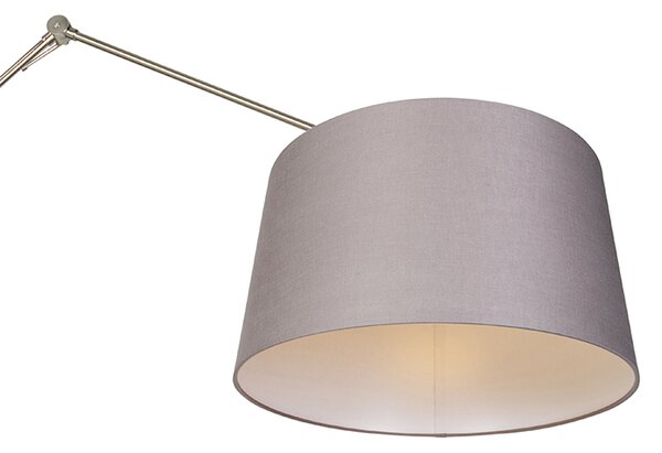 Lampada da terra moderna in acciaio con paralume grigio scuro 45 cm - Editor