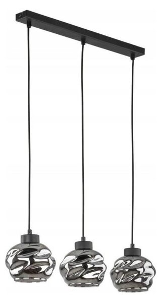 Lampadario a sospensione con cavo ZULIA 3xE27/15W/230V, nero/nero fumé
