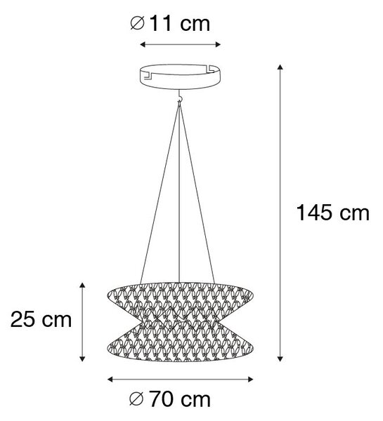 Lampada a sospensione orientale grigia 70 cm - Leonard