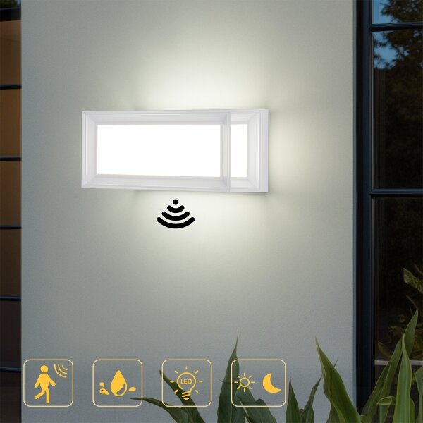 Brilagi - Lampada da parete a LED per esterni con sensore PARKER LED/12W/230V bianca IP44