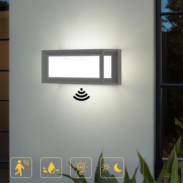 Brilagi - Applique da esterno LED con sensore PARKER LED/12W/230V grigio IP44