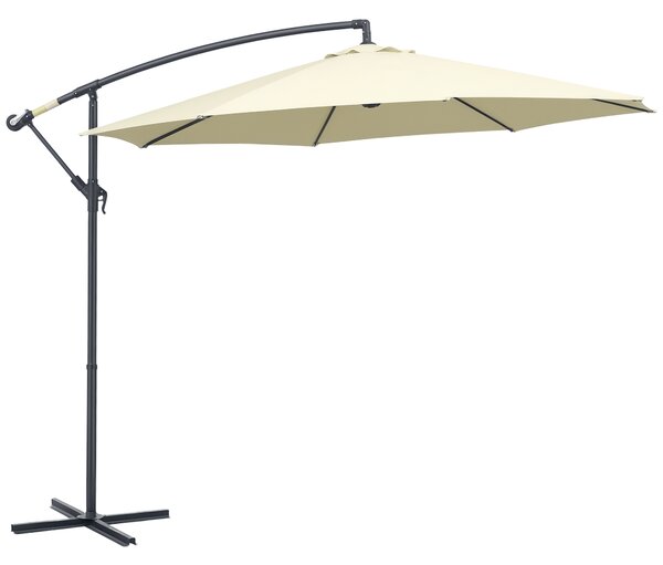 Outsunny Ombrellone da Giardino Decentrato Ø3m con Struttura in Metallo, Manovella e Base a Croce, Beige | Aosom