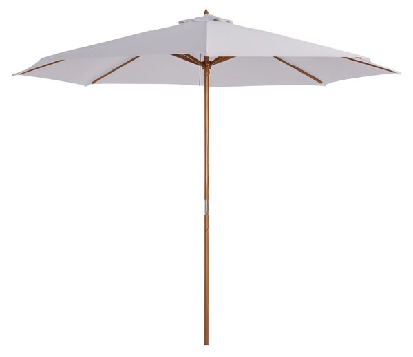Outsunny Ombrellone da Giardino Φ300cm in Poliestere Crema, Anti UV, con Palo in Legno e 8 Stecche, Elegante e Resistente|Aosom