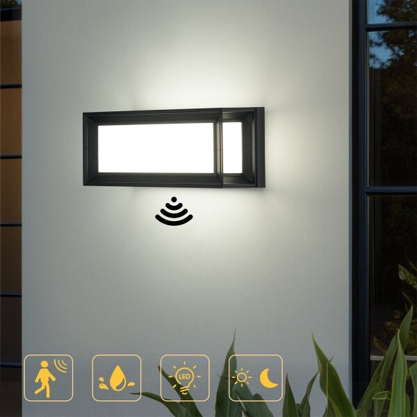 Brilagi - Applique LED da esterno con sensore PARKER LED/12W/230V nero IP44