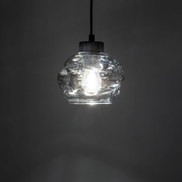 Lampadario a sospensione con cavo ZULIA 1xE27/15W/230V nero/fumé