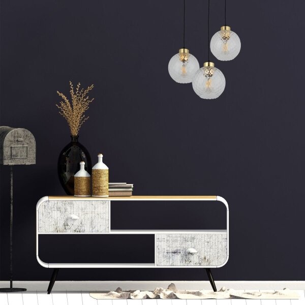 Lampadario LED a sospensione su cavo DEVON 3xE27/15W/230V nero/trasparente