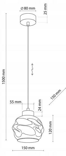 Lampadario a sospensione con cavo ZULIA 1xE27/15W/230V nero/fumé