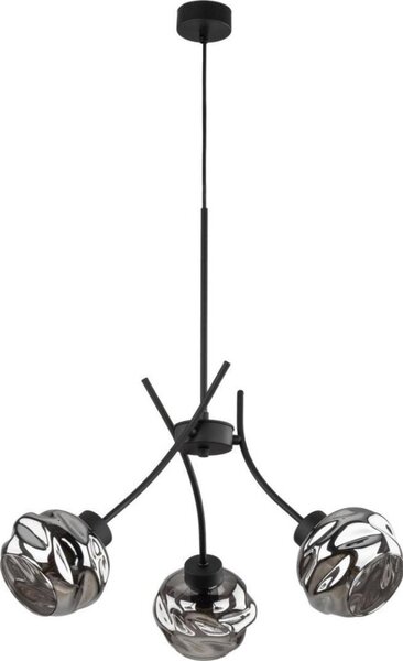 Lampadario sospeso su cavo ZULIA 3xE27/15W/230V nero/fumé