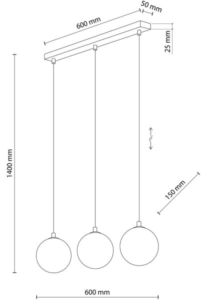 Lampadario a sospensione su cavo ELENA 3xG9/6W/230V nero/grigio fumé