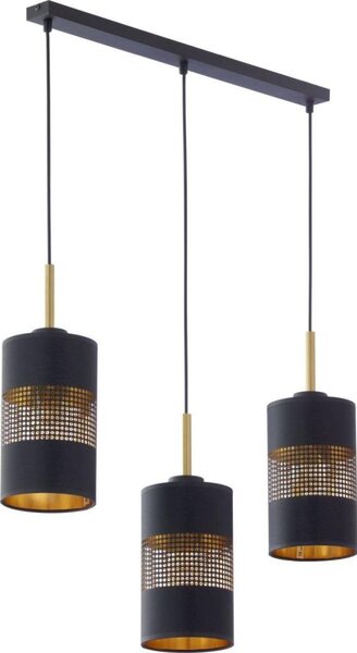 Lampadario a sospensione con cavo BOGART 3xE27/15W/230V nero/oro