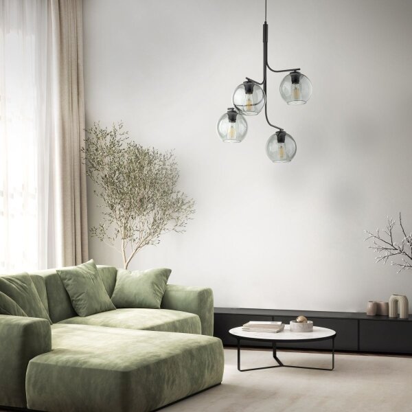 Lampadario LED su cavo CESAR 4xE27/15W/230V nero/grigio fumé
