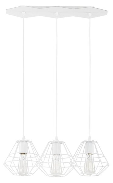 Lampadario a sospensione con cavo DIAMOND 3xE27/60W/230V bianco