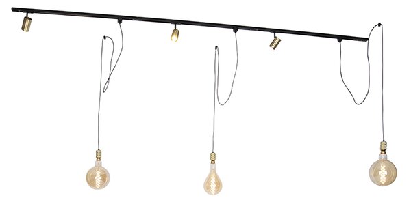 Sistema di illuminazione a binario moderno con 3 faretti e 3 luci a sospensione oro 1 fase - Iconic Cavalux Jeana