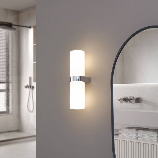 Applique da parete Basolo Lucande, dimmerabile, Cromo / Argento, Bagno, Moderno, Applique