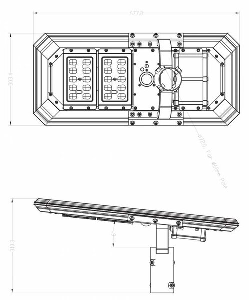 Lampione Energia Solare 2000 Lumen con programmazione illuminazione