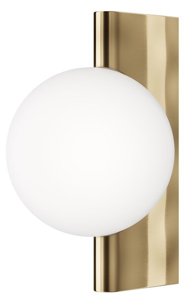 Applique Contemporanea Avant-Garde In Metallo Ottone 1 Luce Con Diffusore Bianco