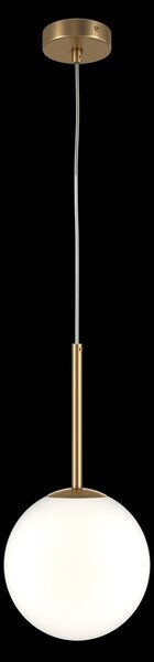 Lampadario Minimal Basic Form Grande In Metallo Oro 1 Luce E Diffusore Bianco