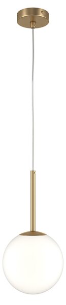 Lampadario Minimal Basic Form Medio In Metallo Oro 1 Luce E Diffusore Bianco