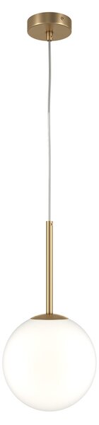 Lampadario Minimal Basic Form Grande In Metallo Oro 1 Luce E Diffusore Bianco