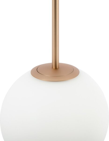 Lampadario Minimal Basic Form Grande In Metallo Oro 1 Luce E Diffusore Bianco