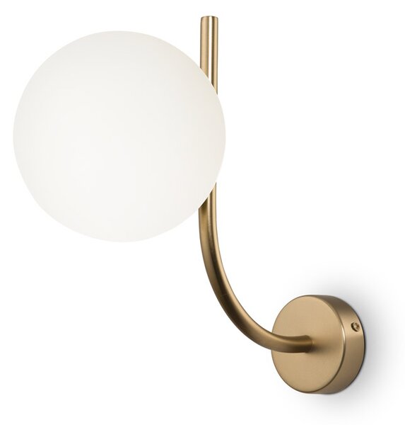 Applique Contemporanea Rendez-Vous In Metallo Ottone 1 Luce E Diffusore Bianco