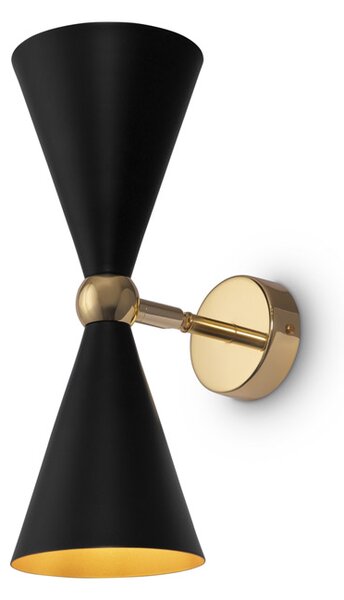 Applique Contemporanea Vesper Struttura E Diffusori In Metallo Nero E Oro 2 Luci