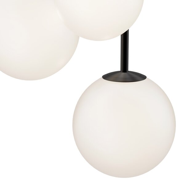 Lampadario Minimal Basic Form In Metallo Nero 3 Luci E Diffusori Bianchi