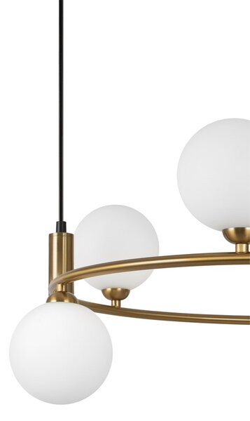 Lampadario Contemporaneo Ring Struttura E Rosone Metallo Ottone 6 Luci