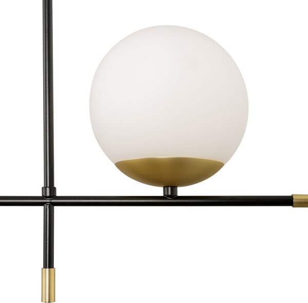 Lampadario Contemporanea Nostalgia Metallo Oro Opaco 2 Luci Diffusori Bianchi