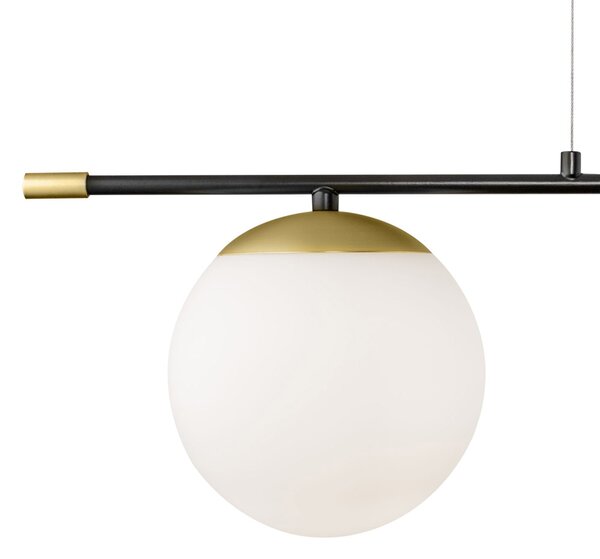 Lampadario Contemporanea Nostalgia Metallo Oro Opaco 2 Luci Diffusori Bianchi