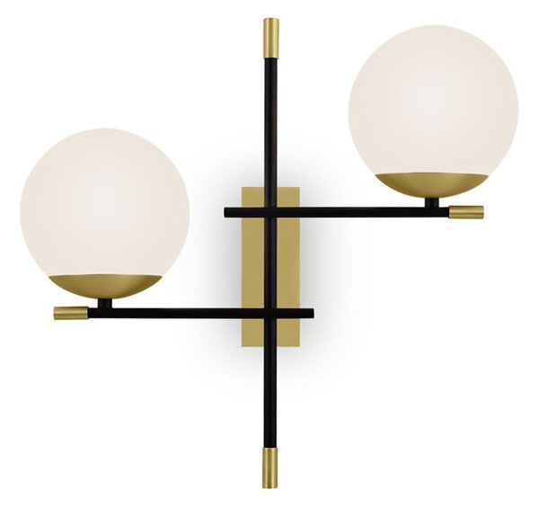 Applique Contemporanea Nostalgia Metallo Oro 2 Luci Diffusori Bianchi