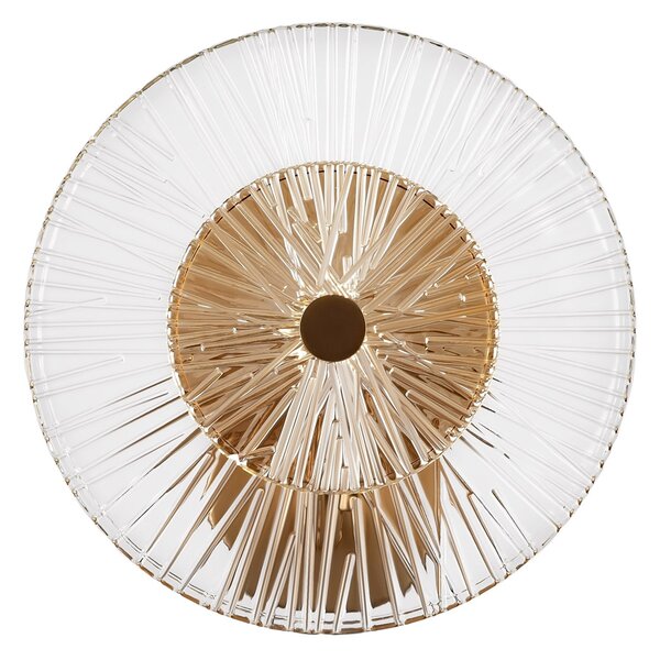 Applique Contemporanea Aster 1 Luce Con Diffusore Vetro E Rosone Oro In Metallo
