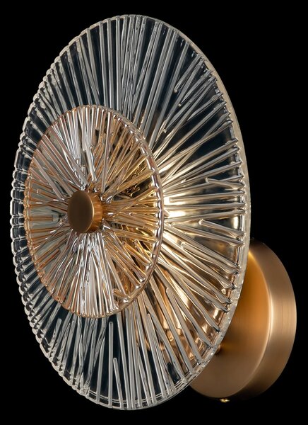 Applique Contemporanea Aster 1 Luce Con Diffusore Vetro E Rosone Oro In Metallo