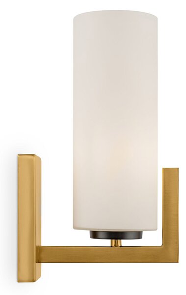 Applique Contermporanea Fortano 1 Luce Metallo Ottone Diffusore Vetro Bianco