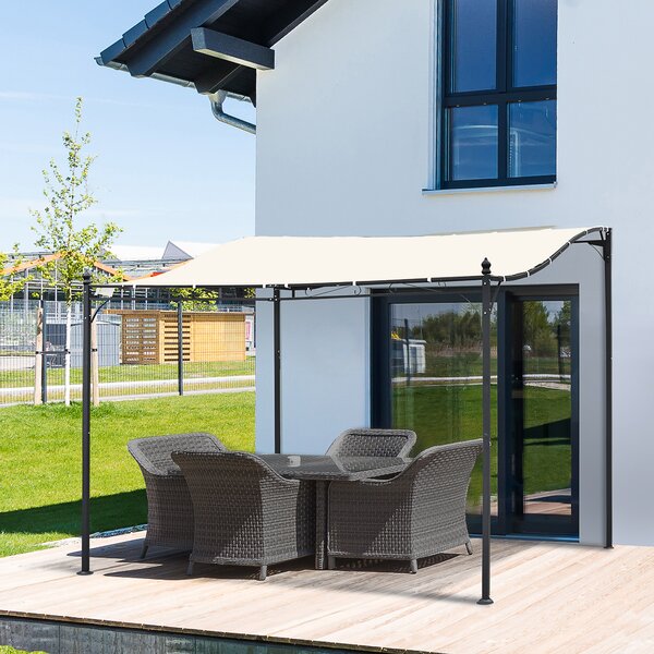 Outsunny Gazebo Pergola 3x3m da Esterno, Giardino o Terrazzo con Tenda Crema|Aosom