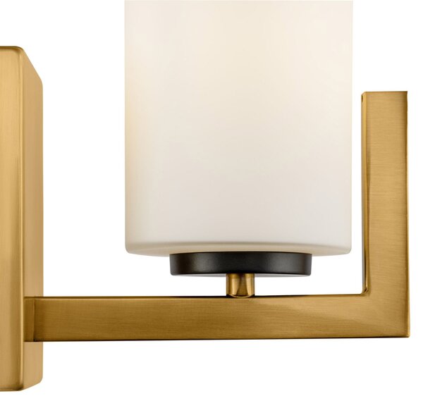 Applique Contermporanea Fortano 1 Luce Metallo Ottone Diffusore Vetro Bianco