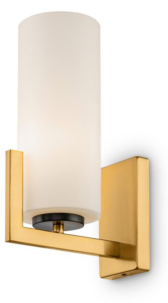 Applique Contermporanea Fortano 1 Luce Metallo Ottone Diffusore Vetro Bianco