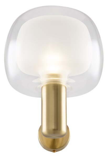 Applique Contemporanea Vision Alluminio Oro 1 Luce Diffusore In Vetro Trasp