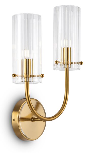 Applique Contemporanea Arco Struttura In Metallo Ottone 1 Luce Diffusore Vetro