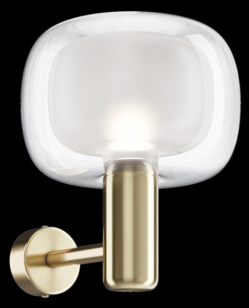Applique Contemporanea Vision Alluminio Oro 1 Luce Diffusore In Vetro Trasp