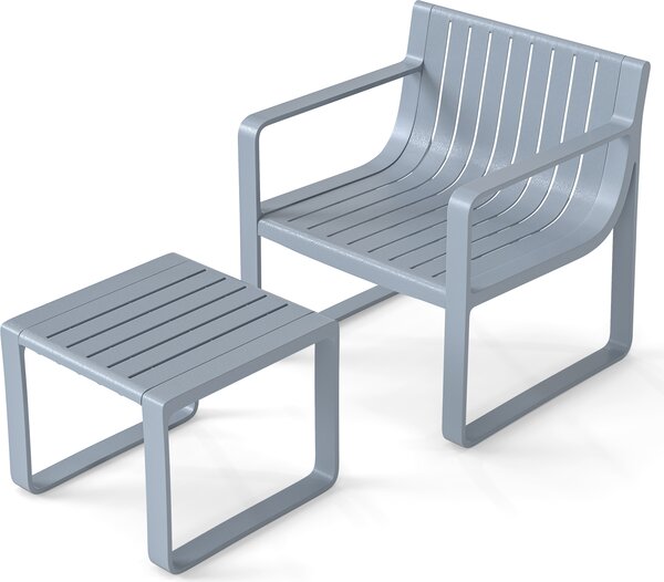 Set di sedie da giardino KOMFOTTEU in 2 pezzi, mobili da giardino resistenti alle intemperie con sedie ergonomiche in PP e tavolino quadrato, set da balcone con sedie da giardino per veranda