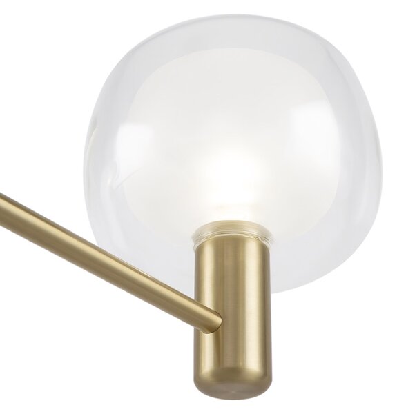 Lampadario Contemporaneo Vision Alluminio Oro 6 Luci Diffusori In Vetro Trasp