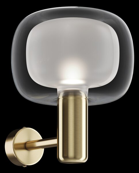 Applique Contemporanea Vision Alluminio Oro 1 Luce Diffusore In Vetro Trasp