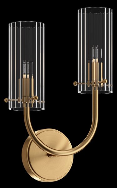 Applique Contemporanea Arco Struttura In Metallo Ottone 1 Luce Diffusore Vetro