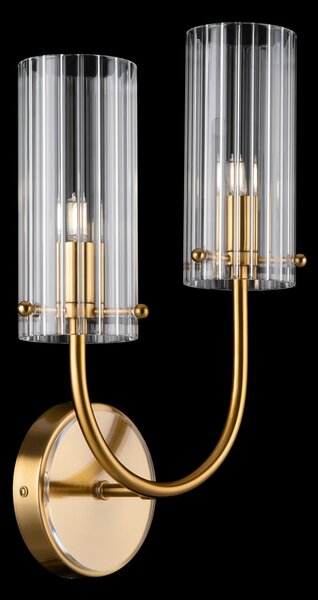 Applique Contemporanea Arco Struttura In Metallo Ottone 1 Luce Diffusore Vetro