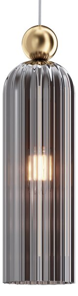 Sospensione Contemporanea Antic Metallo Oro 1 Luci Diffusore In Vetro Grigio