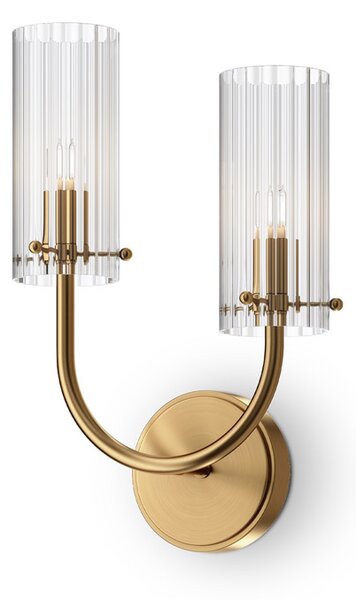 Applique Contemporanea Arco Struttura In Metallo Ottone 1 Luce Diffusore Vetro