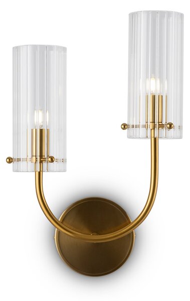 Applique Contemporanea Arco Struttura In Metallo Ottone 1 Luce Diffusore Vetro